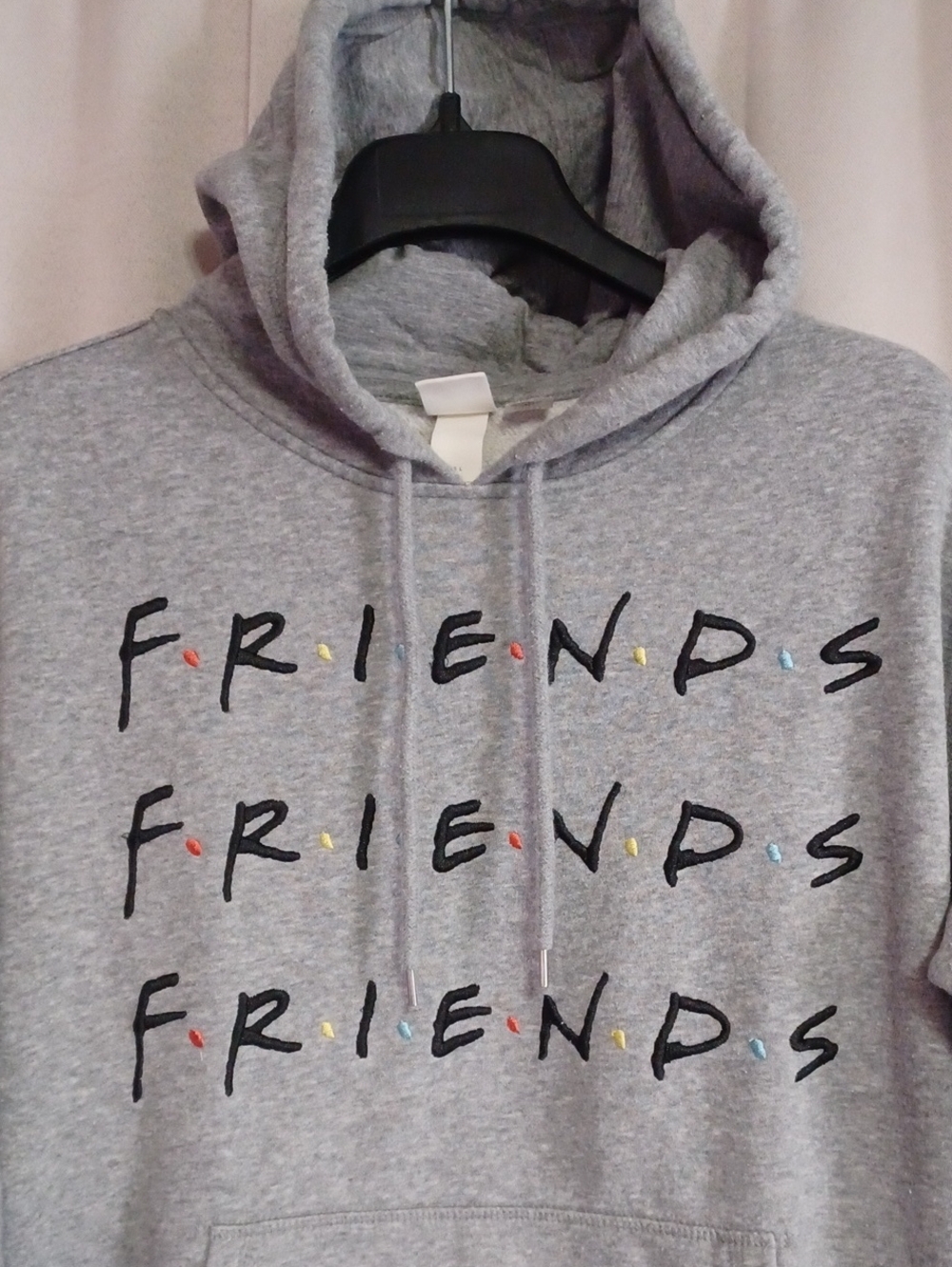 H&M × Warner Bros "Friends" TV Show Logo Hoodie Heather Gray Pouch Pocket Large - Picture 3 of 13